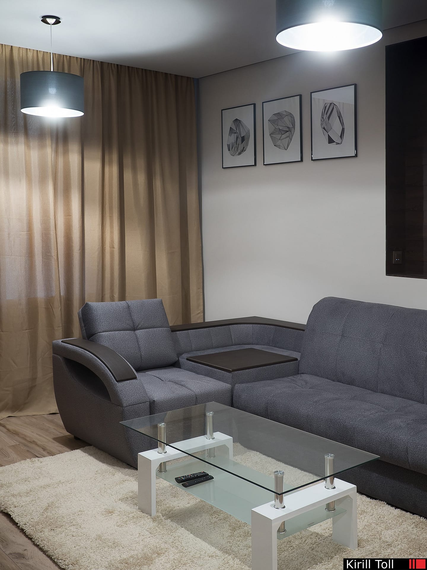 Интерьер в хрущевке с лофтовым ремонтом и открытой кирпичной кладкой в Текстильщиках