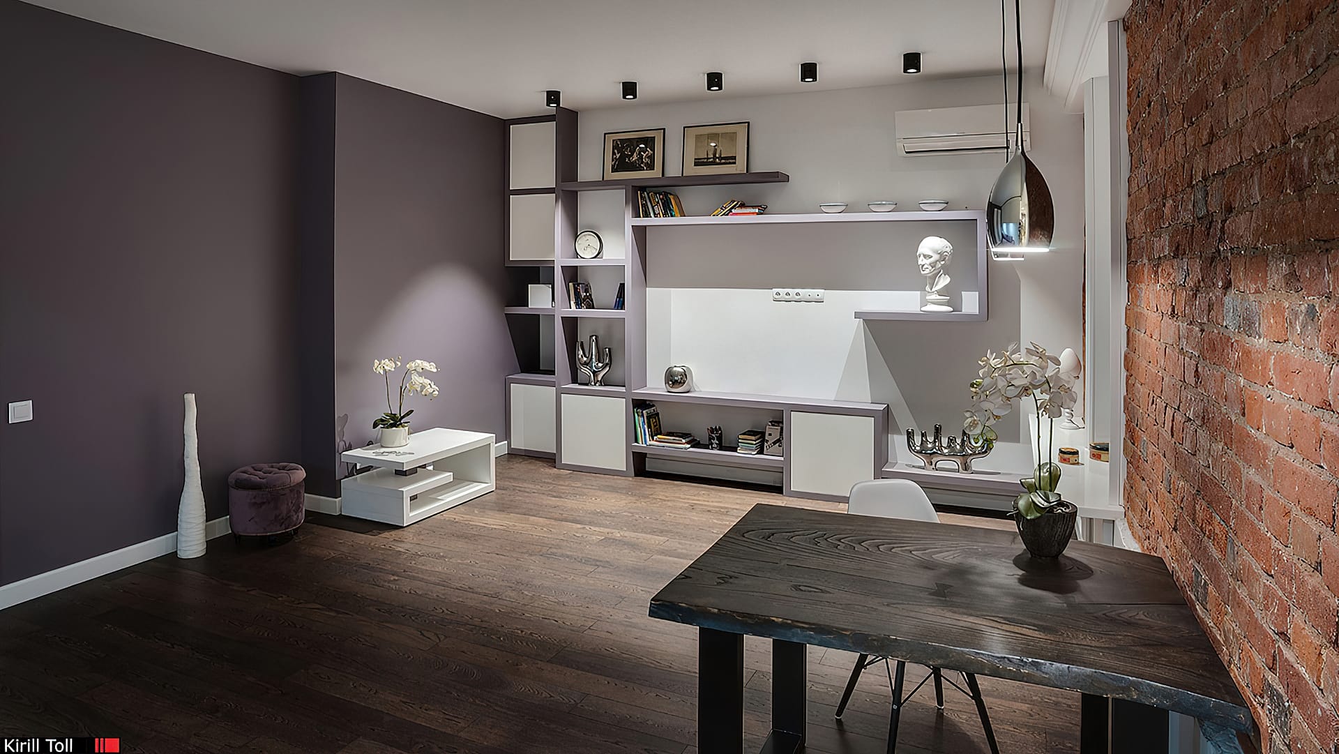 Современная гостиная с видом на стадион в районе метро Спартак